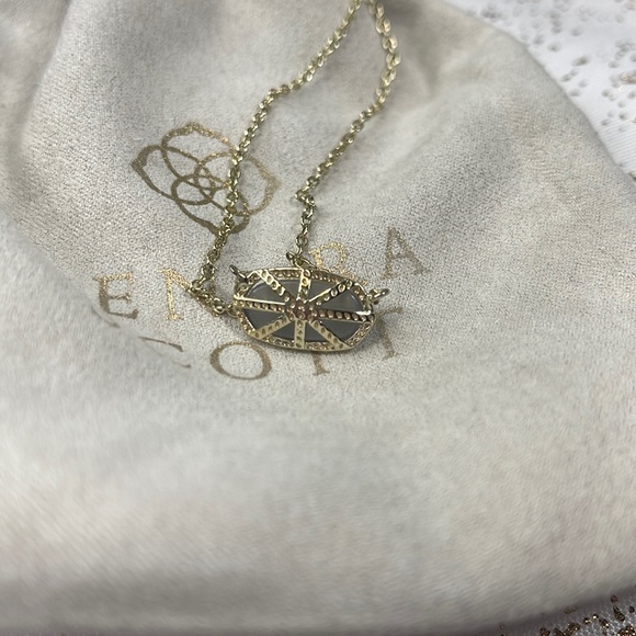 Kendra Scott Elisa necklace gray with gold chain euc - Picture 5 of 5